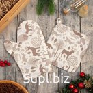 Набор кухонный Доляна Forest dwellers: варежка 20х27 см, прихватка 19х19 см, 100% хлопок