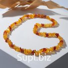 Бусы "Янтарь" галтовка с крошкой через бисер, 10гр, цветные, 50см