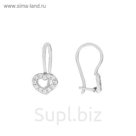 Серьги "Детские" сердечко, посеребрение