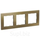 Рамка SE ATLASDESIGN NATURE, 3-постовая, цвет металл латунь