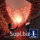 Светодиодная гирлянда Rich LED 10 м, 100 LED, 220 В, соединяемая, влагозащитный колпачок, красная, мерцающая, белый провод,