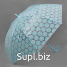 Зонт - трость полуавтоматический «Круги», 8 спиц, R = 57 см, цвет голубой