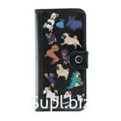 Клатч на кнопке мини комбинированный с обработанными краями "Собачки", черный черная вставка