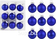 9 Christmas tree balls, 3cm in diameter, blue (glass)