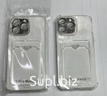 Силиконовый чехол прозрачный с карманом для карты TPU 1.5  для Tecno Spark Go 2024