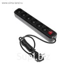 Сетевой фильтр V.I.-TOK У6-Е, 6 розеток, 2 м, 16А, 3500 Вт, ПВС 3х1 мм2, с з/к, с выкл., Ч