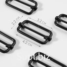 Пряжка регулирующая, внутренняя ширина - 32 мм, толщина - 5 мм, 5 шт, цвет чёрный матовый