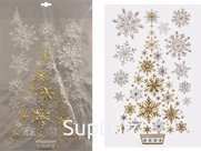 Decorative stained glass stickers for the Christmas tree. Size: 29x41 cm. Color: gold and silver.