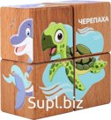 Educational cube set "Underwater world" (4 cubes, 3 double-sided cards, developmental teaching aid) Article: 15407