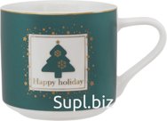 Mug "Postcard with Christmas Tree" 350ml Color: Emerald