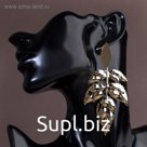 Серьги висячие "Листья" ним, цвет золото
