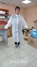 Халат для посетителей 120см на липучках(р-р L,XL,XXL, белый/голубой