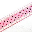 Лента репсовая 'Мелкий горошек' 1,5см*45,72м (1563 розовый)