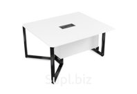 Стол-квадрат бенч начальный модуль, цвет белый премиум + черный-глянец