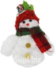 Christmas decoration: Hanging snowman. Color: red + green. Size: 12x5x15 cm.