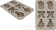 Silicone mold for baking New Year cookies, 25*17 cm, mixed colors