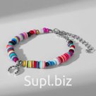 Браслет "Бисер" на резинке, подковка, цветной, L=18