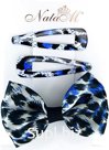 Leopard hair accessories: 2 hairpins, 50x15x1mm, elastic band with a bow, d50mm