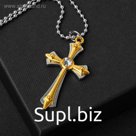 Кулон унисекс "Крест" острые углы, цвет серебряно-золотой, 47 см