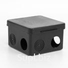 Коробка распаяч. для открыт. проводки 80*80*50 мм (квад), 7 входов (гермов) черная IP54 (32 шт) УП