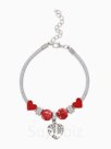 Браслет с шармами «Марджери» на нити, дерево в сердце, L=18 см, красный в серебре