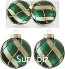 2 Christmas tree balls, 8cm in diameter, New Year's theme. Color: emerald.