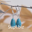 Серьги посеребрение капля "Бирюза новая"