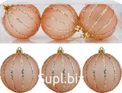 Christmas tree balls, 3 pcs, 8 cm in diameter, Inspiration, Color: Peach
