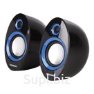 Колонки компьютерные SONNEN CS-695, 2.0, пластик, 2×3 W, питание USB, регулировка громкости, черно-синие, 512683