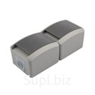 Накладной горизонтальный блок из двух розеток Kranz INDUSTRIAL IP54 с заземлением, открытой установки, серый