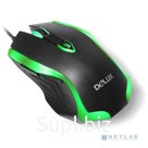 Delux Мышь  &quot;M-556&quot; , опт., 800 1200 1600 2400 DPI , USB, 5кн+скролл , черно-зеленая, с подсветкой