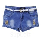 Джинсовые шорты для девочек, рост 140 см, цвет голубой