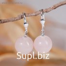Серьги шар №12 "Кварц розовый"