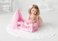 Crib (cradle) with bed linen and canopy (collection "Diamond princess" pink) Article: 72519