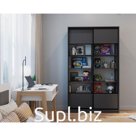 Библиотека-купе HOBBY 150х45х210 2G Темно-серый-Белый шёлк