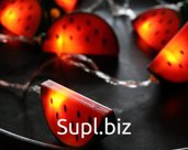 Watermelon LED garland, 1.65m, 10 warm white bulbs