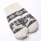 Варежки женские шерстяные, цвет белый/серый, размер 20-22