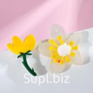 Серьги акрил "Цветочки" тюльпан и бутон, цвет жёлто-зелёный