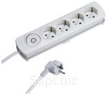 Удлинитель Vivanco 4 розетки с/з, 2.5 м, c включателем, белый (37645)