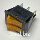 Выключатель-2 клавиши 6 контактов. желтая (16А/250V)