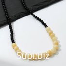 Колье шар №8 "Цитрин" с агатом чёрным, 49см