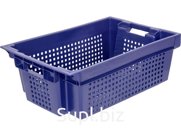 Ящик перфорированный 600×400×200, арт.: 102-У, объём 37, синий, код: 09581