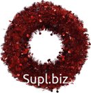 Decorative wreath made of festive tinsel. Size: 43x4 cm. Color: red.