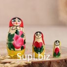 Матрёшка «Антонина», красный платок, 3 кукольная, 7 см
