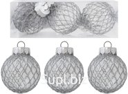 Christmas tree balls, 3 pcs, 6 cm diameter, "Swirl" Color: Silver