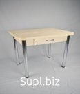 Стол ЛАМБЕРНЫЙ 1200*800 ножки ХРОМ / с ящ. Пластик, ЭГГЕР 18 мм