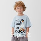 Футболка детская в полоску KAFTAN Duck, размер 30 (98-104 см), голубой/белый