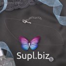 Чокер Butterfly на леске, цвет розово-синий в серебре