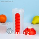 Шейкер 750 мл, таблетница по дням недели, с шариком, красный, 11х22 см