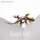 Брошь «Ящерица» дарк, цвет тёмно-зелёный в золоте